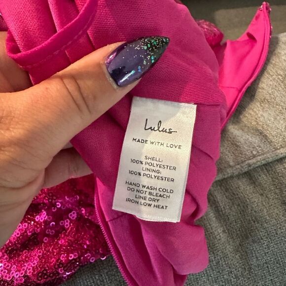 NWT Lulu’s Forever Your Girl Magenta Sequin Faux-Wrap Bodycon Maxi Dress Sz XL - Picture 8 of 9